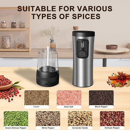 Electric Salt and Pepper Grinder Set, 2-Speed Setting, Stainless Steel - Image 7
