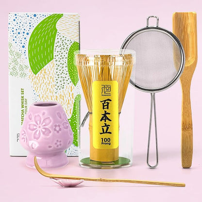 TEANAGOO Matcha Whisk Set, 6-PCS Traditional Starter Set, 100 Prongs Whisk by TEANAGOO