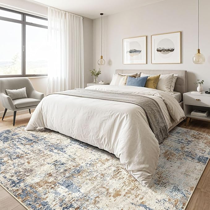 5x7 Area Rugs Living Room: Machine Washable Large Abstract Modern Soft Rug - Image 4
