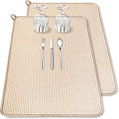 2 Pack XXL Large Microfiber Dish Drying Mat, 24*17 inch Absorbent Dish Drainer by Xanllaxa