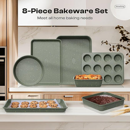 8-Piece Nonstick Bakeware Set, Stackable Oven Pan Set Includes Baking Sheet - Image 8