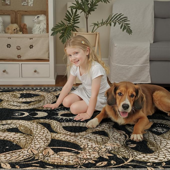 DCX Washable 5x7 Snake Rug, Soft Low Pile Carpet, Kid & Pet Friendly - Image 4