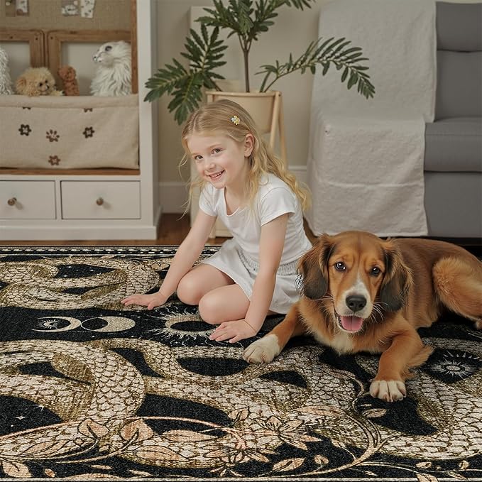 DCX Washable 8x10 Snake Rug, Soft Low Pile Carpet, Kid & Pet Friendly - Image 3