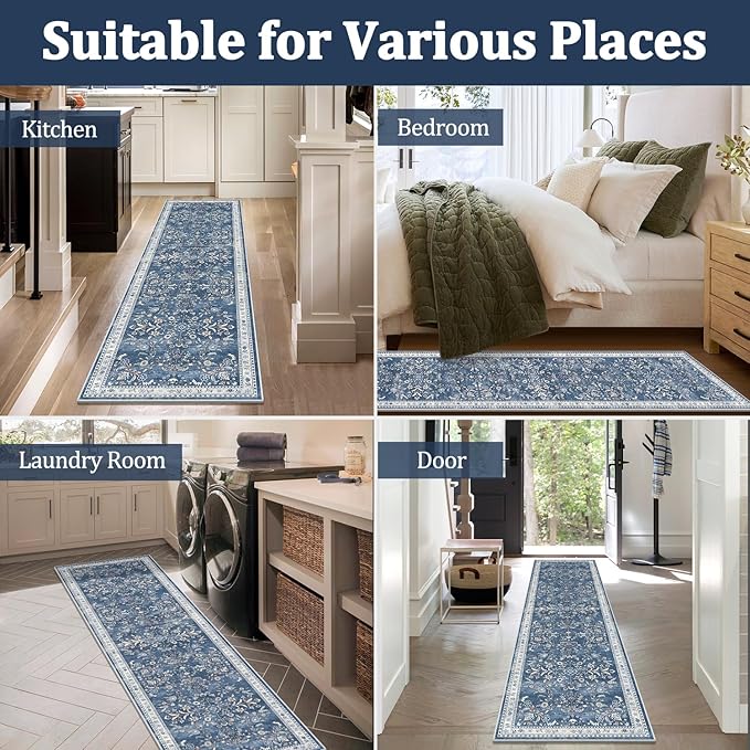 Yamaziot Washable Runner Rug 2x5 – Non Slip Boho Floral Hallway Runner Rug - Image 7
