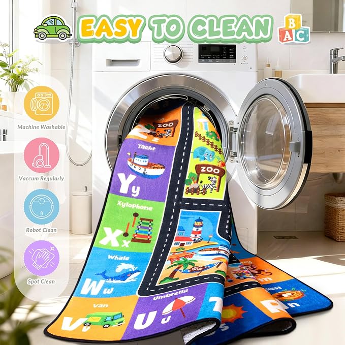 Kids Rug with Car Track Roads, Road Map Rug - Image 6
