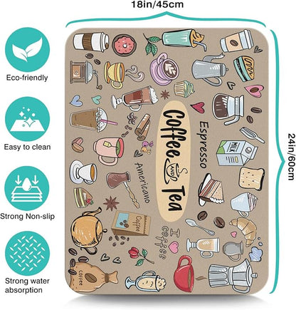 Fun Coffee Bar Mat 24inx18in, Absorbent Hide Stain Anti-Slip Accessories Fit - Image 5