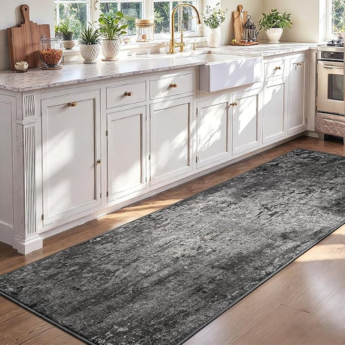 2x7 Black Rug Runners for Hallways Kitchen Runner Rug Non Slip Washable Black - Image 2