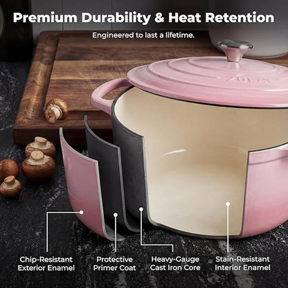 Zulay Kitchen 5 Quart Enameled Cast Iron Dutch Oven Pot - Image 5
