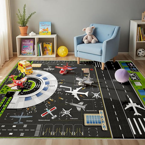 Airport Runway Play Rug for Kids by Nayoroom