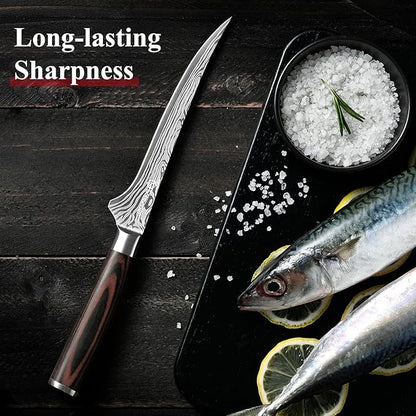 Sunnecko Boning Knife with Pakkawood Handle, 6 inch High Carbon German - Image 4