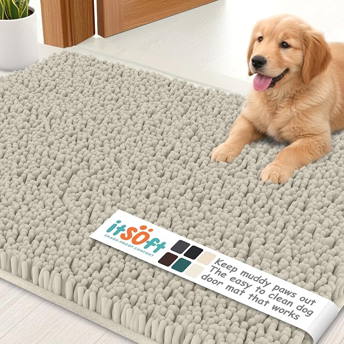 Dog Rugs for Muddy Paws 25x18 | Cleaner Mud Free Floors | Muddy Dogs Mats for by ITSOFT