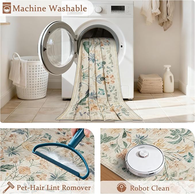 5x7 Area Rugs Washable Rug: Boho Living Room Rug Soft Non-Slip Low Pile Carpet - Image 4