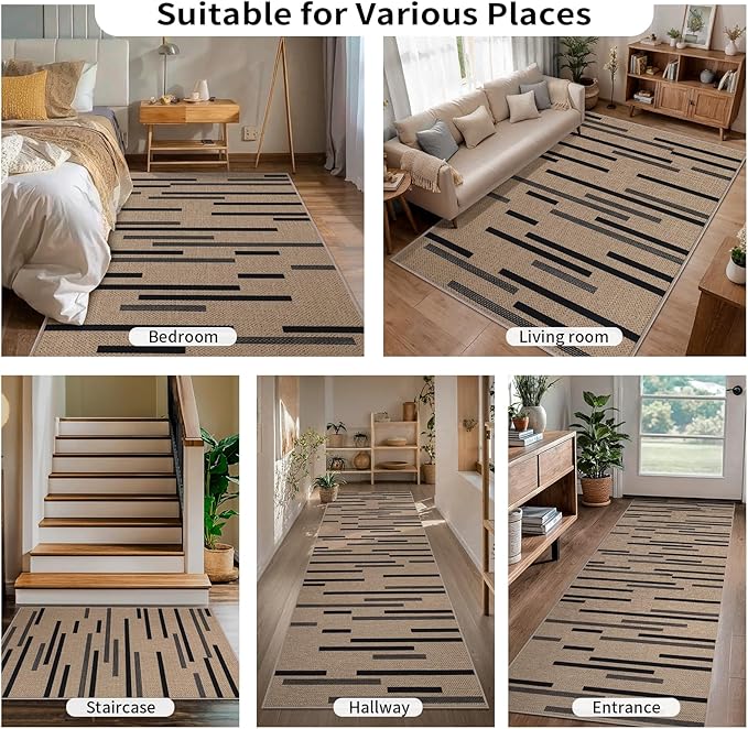 Tangsoo Stripe Easy Jute Rug, Ultra Thin 3x5 Washable Area Rug - Image 8