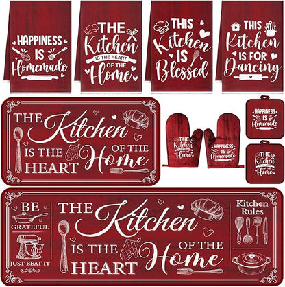 Fourluoo 10 Pcs Farmhouse Kitchen Decor and Accessories Set 4 Kitchen Towels 2 by Fourluoo