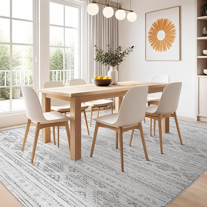 Nakagishi 9x12 Area Rug Living Room: Washable Boho Large Neutral Soft Farmhouse - Image 7