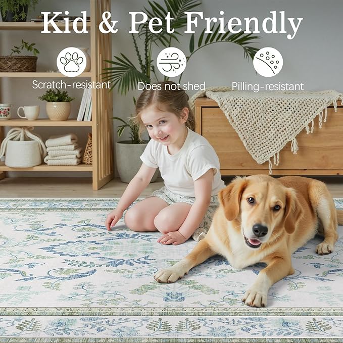DCX Green 5x7 Rug, Kid & Pet Friendly - Image 7
