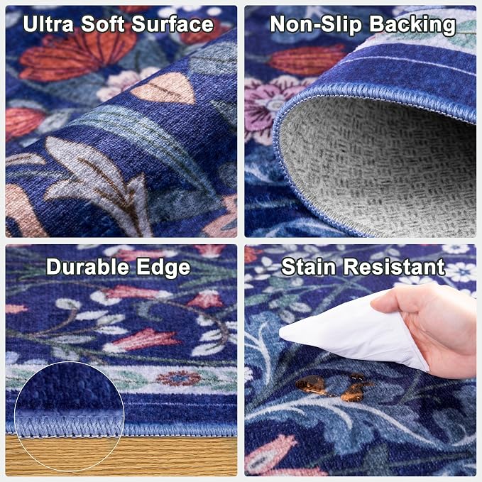 Runner Rug for Entryway: 2.6x10 Kitchen Rugs Non Slip Washable Ultra-Thin Soft - Image 7