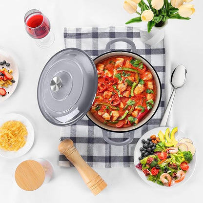 P&P CHEF 5QT Enameled Dutch Oven, Cast Iron Dutch Oven Pot - Image 6