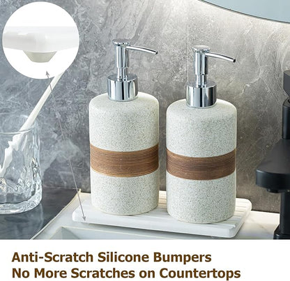 2-Pack Ceramic Soap Dispensers Set, Includes Stainless Steel Pump, Silicone - Image 7