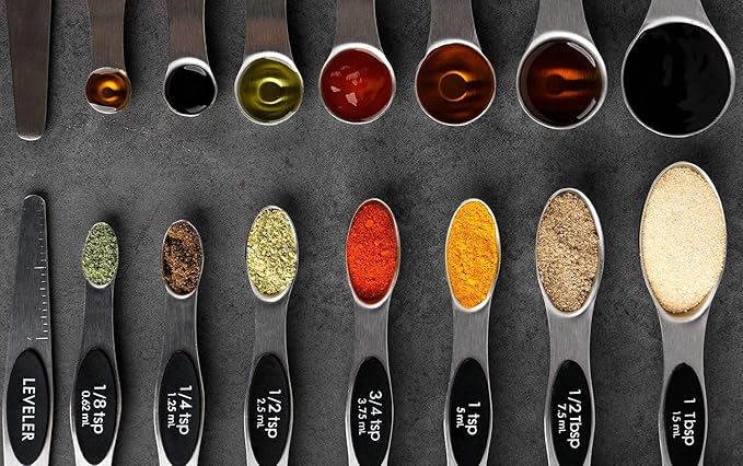 Magnetic Measuring Spoons Set of 7 Stainless Steel Dual Sided Teaspoon - Image 7