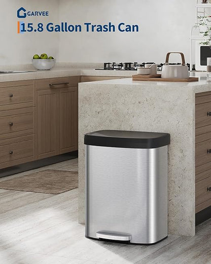 Garvee 16 gal / 60 L Stainless Steel Trash Can - Image 2