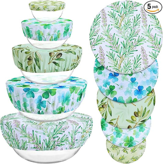 5 Pieces Bowl Covers Reusable, 5 Size Elastic Cloth Bowl Covers by Revahope