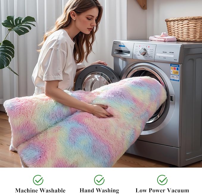 Washable 4x6 Rainbow Fluffy Shaggy Area Rugs, Kawaii Princess Soft Plush Carpet - Image 5