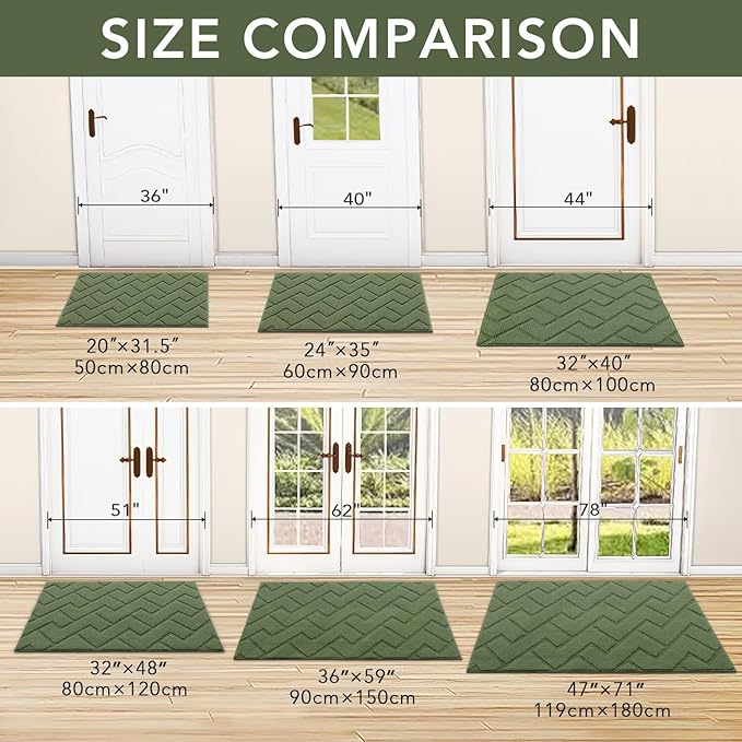 hicorfe Indoor Door Mat, Non Slip Door Mats, Absorbent Resist Dirt Entrance - Image 3