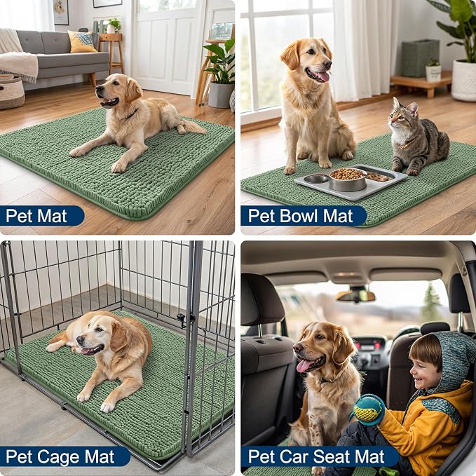 Smiry Dog Door Mat for Muddy Paws 47x24, Absorbent Dirt Trapper, Non-Slip - Image 6