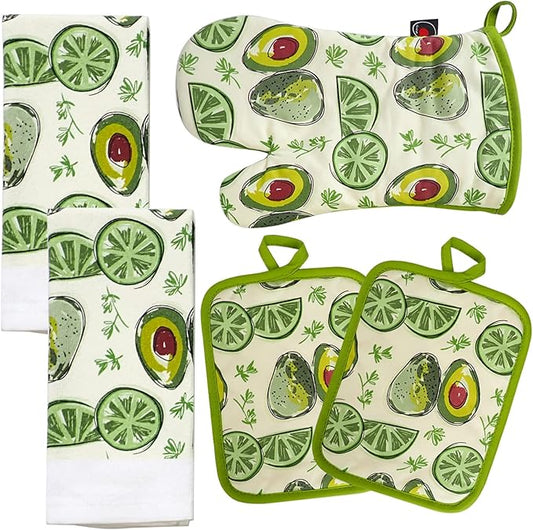 Oven Mitts and Potholders Dish Towles Set 100% Cotton by Firstall