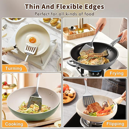 Stainless Steel Spatula, Metal Spatula Slotted Turner, Heavy Duty Sturdy - Image 7