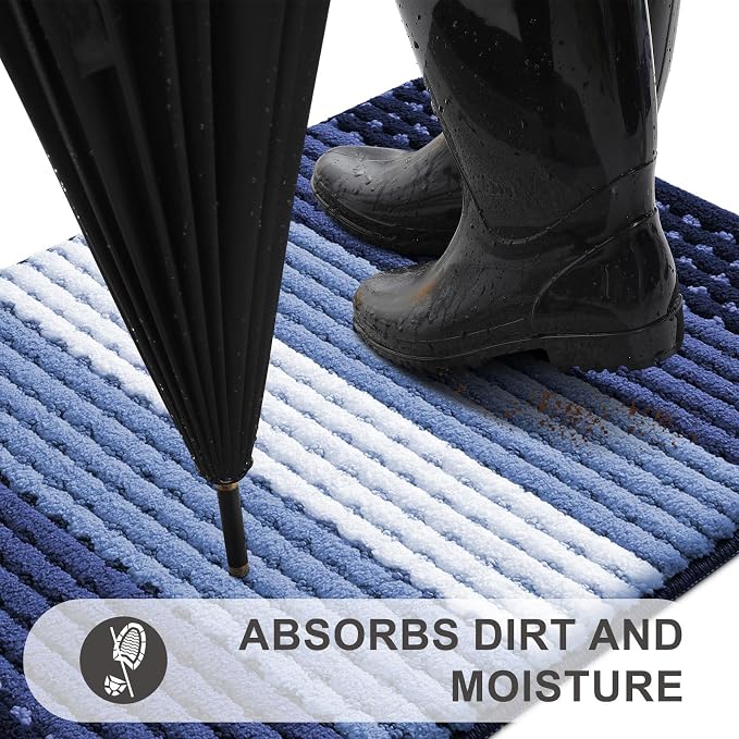 Kitinjoy Indoor Outdoor Door Mat, 40x32 Non-Slip Absorbent Dirt Trapper - Image 2