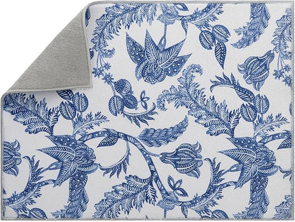Dish Drying Mat Floral Print Microfiber kitchen drying mat, 20x15 inches by FullBeDare