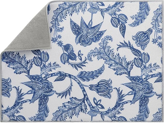 Dish Drying Mat Floral Print Microfiber kitchen drying mat, 20x15 inches by FullBeDare