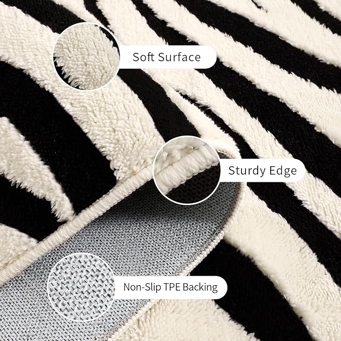 YIHOUSE 2×3 Ft Entryway Rugs: Washable Zebra Striped Small Rug - Image 5