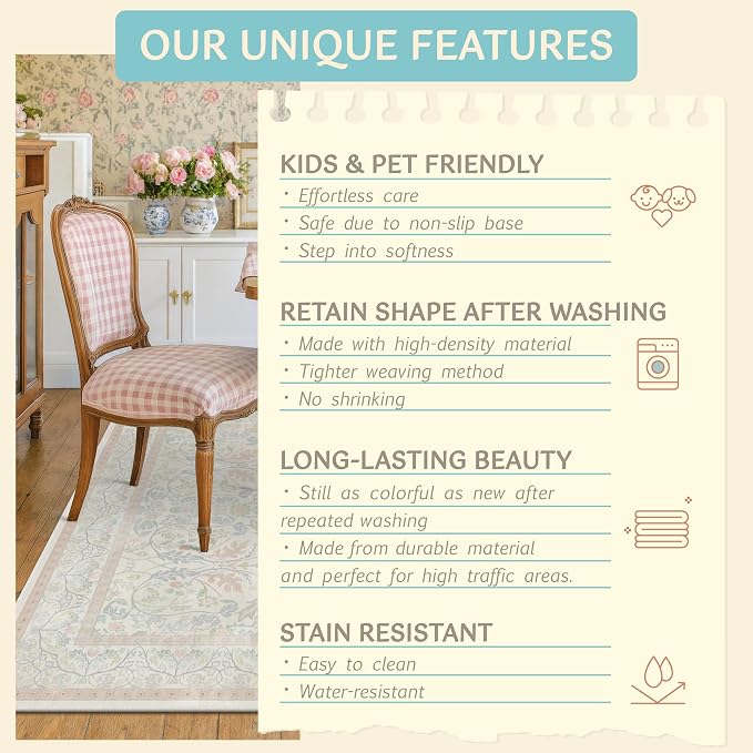3x5 Washable Area Rugs for Bedroom Non Slip, Soft Laundry Room Mat for Floor - Image 7