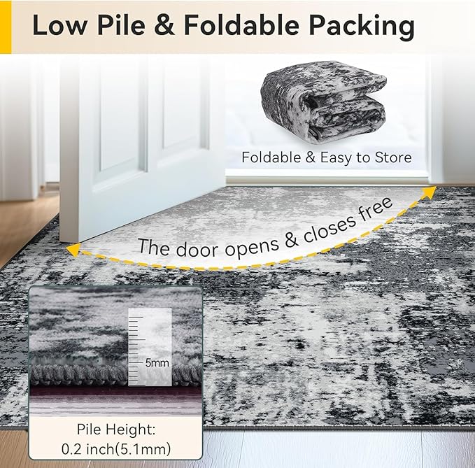 RELEANY Washable Area Rugs 2'x5' Non-Slip Modern Abstract Soft - Image 6