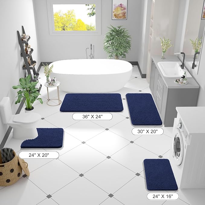 OLANLY Bathroom Runner Rugs 44x24, Soft Absorbent Chenille Bath Rugs, Rubber - Image 2