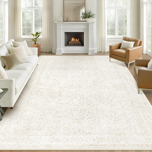 8x10 Area Rugs for Living Room: Washable Large Vintage Floral Rug Low Pile by LOSBULAKE