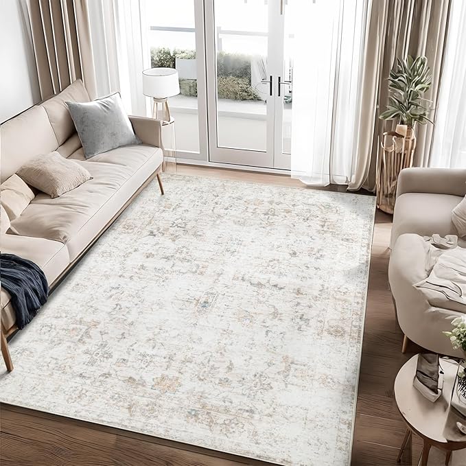 Washable 8×10 Area Rug for Living Room, Vintage Floral Rug Soft Non Slip Stain by Dotiiorug