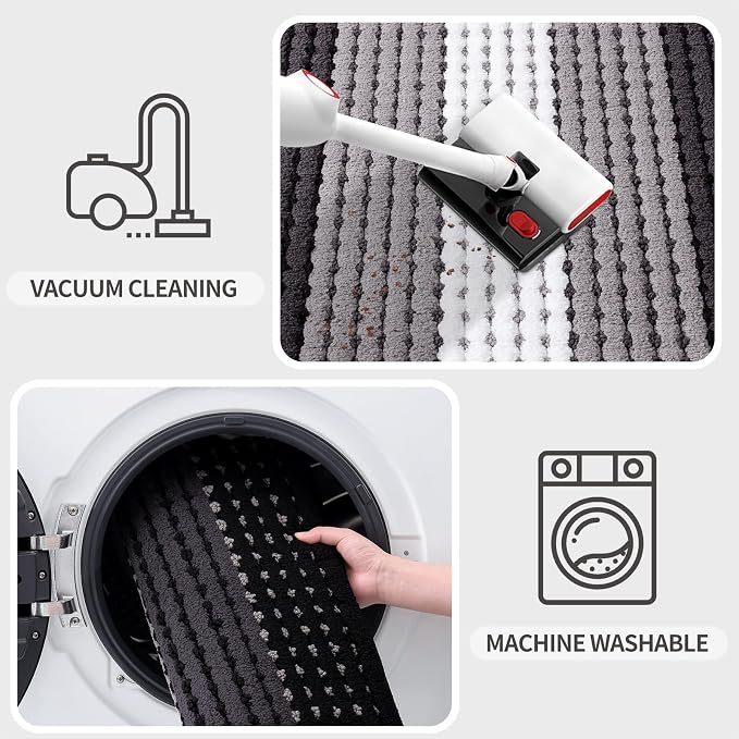 Kitinjoy Indoor Outdoor Door Mat, 59x36 Non-Slip Absorbent Dirt Trapper - Image 5