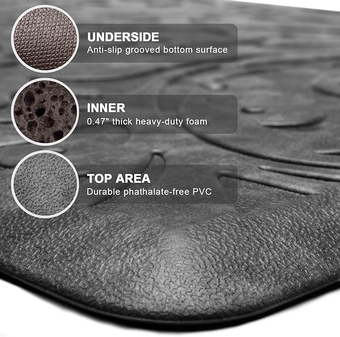 KMAT 2PCS Kitchen Mat Cushioned Anti-Fatigue Floor Mat, Waterproof Non-Slip - Image 3