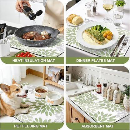 Findosom Floral Dish Drying Mat, Cuttable Drying Mat - Image 9