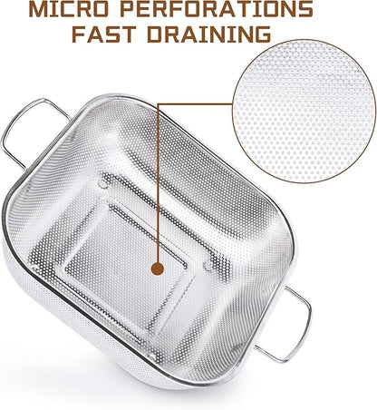 Gulex Colander Stainless Steel 3-Quart, Square Metal Strainers, Strainer - Image 3