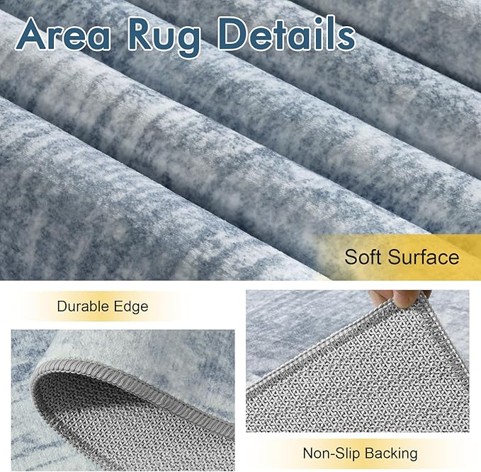 4x6 Ft Area Rugs for Living Room, Soft Non-Slip Washable Rugs Modern Abstract - Image 6