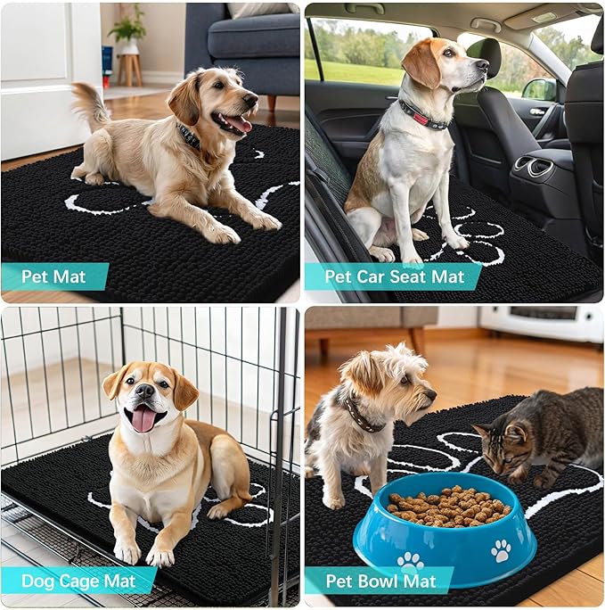 OLANLY Dog Door Mat for Muddy Paws 34x21, Paw Print Design, Absorbs Moisture - Image 7