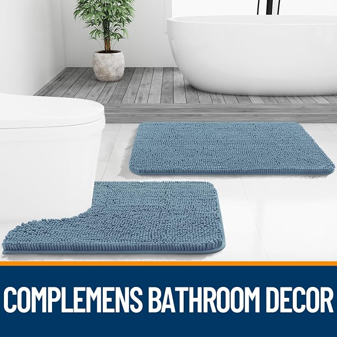 OLANLY Bathroom Rugs 32x20, Extra Soft Absorbent Chenille Bath Rugs, Rubber - Image 8