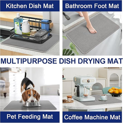 Large Dish Drying Mat 2 Pack, 23.8" x 17.3" Microfiber Ultra Absorbent - Image 6