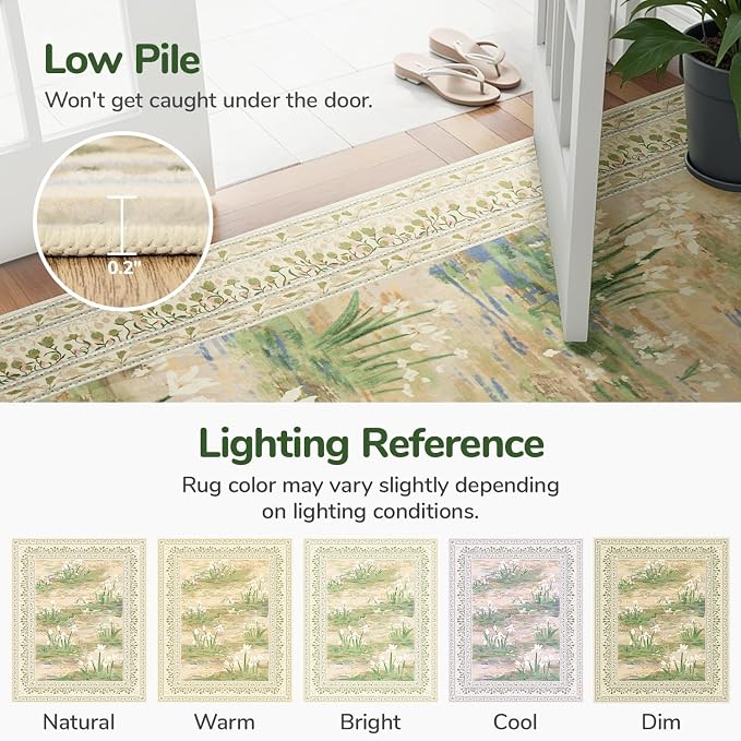 Lessymo Floral Large Area Rug 9x12, Living Room Washable Area Rugs Non Slip - Image 7