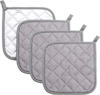 Joyhalo 4 Pack Pot Holders for Kitchen, Cotton Oven Holder by Joyhalo